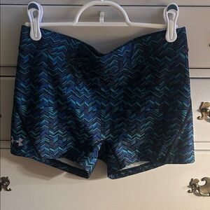 Under Armour Teal and Black Chevron Bike Shorts, Women’s Medium